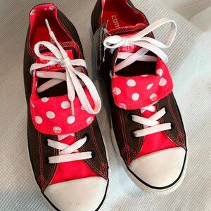 Converse Chuck Taylor All Star Junior 6 double tongue gray, pink, polka dots